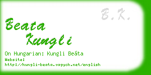 beata kungli business card